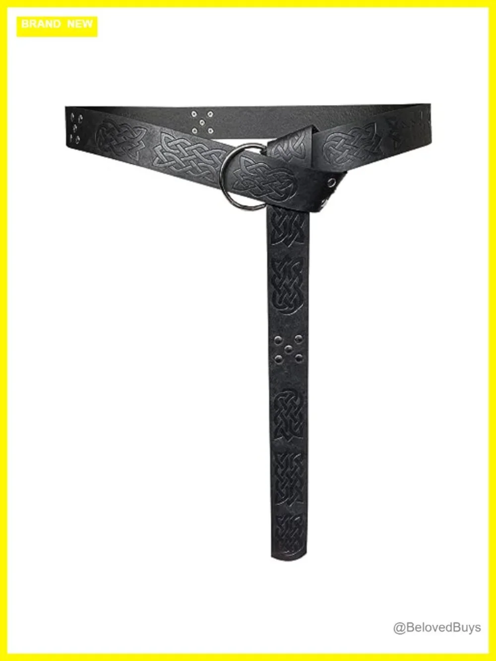 Medieval Embossed PU Leather O-Ring Belt, Retro Renaissance Knight